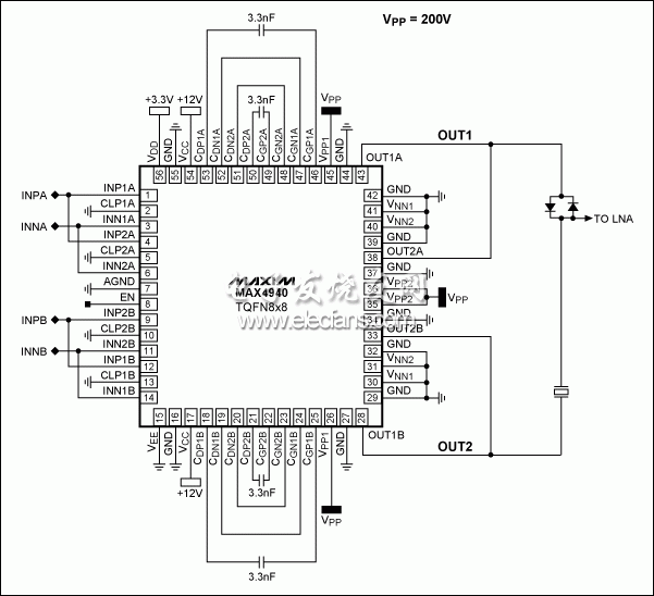 圖15。 應(yīng)用圖的BTL應(yīng)用程序中的MAX4940駕駛4A。