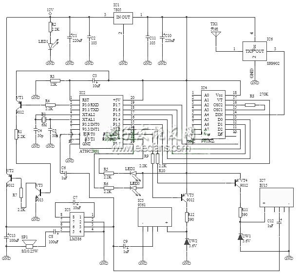 無線門鈴報警器電路