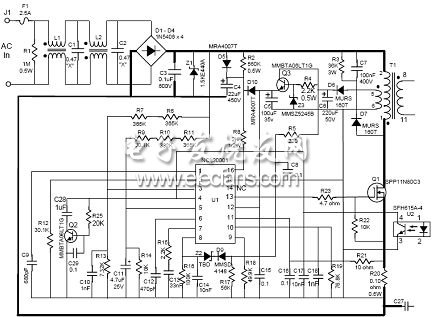 NCL30001 CVCC 90 W演示板初級(jí)側(cè)原理圖