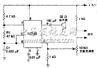 如圖所示為發(fā)聲式連續(xù)性測(cè)試儀電路