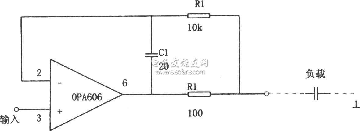 基于OPA606的隔離容性負(fù)載的緩沖器電路