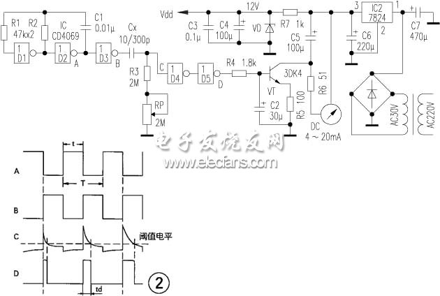 電容式位移發(fā)送器原理電路