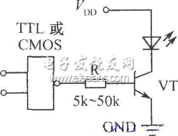 數(shù)字電路控制閃爍發(fā)光二極管的電路圖