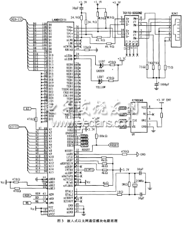 嵌入式以太網(wǎng)通信電路圖
