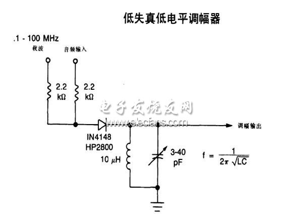 低失真低電平調(diào)幅器原理圖