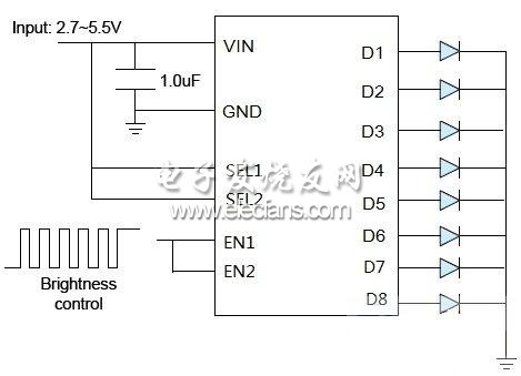 BCT3228 共陰并聯(lián)8路驅(qū)動電路