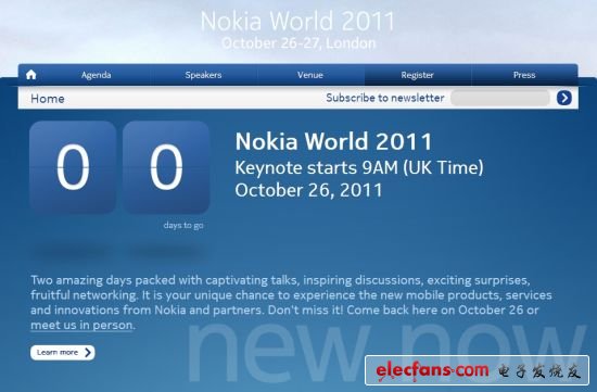 諾基亞將在2011年Nokia World諾基亞世界大會上發(fā)布與微軟合作后的首批Windows Phone手機(jī)