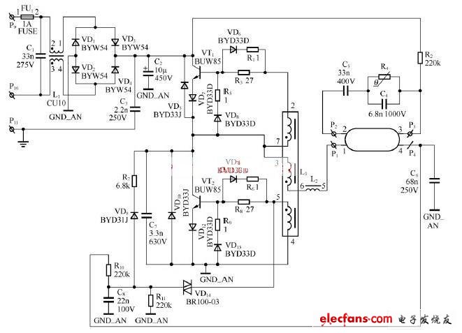 HF-TL熒光燈電子鎮(zhèn)流器電路