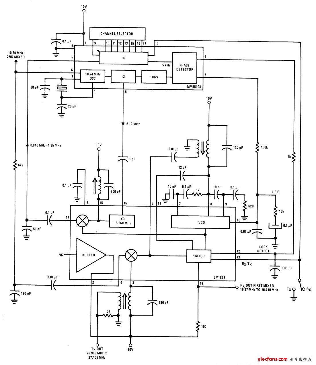 雙轉(zhuǎn)換頻率合成器電路
