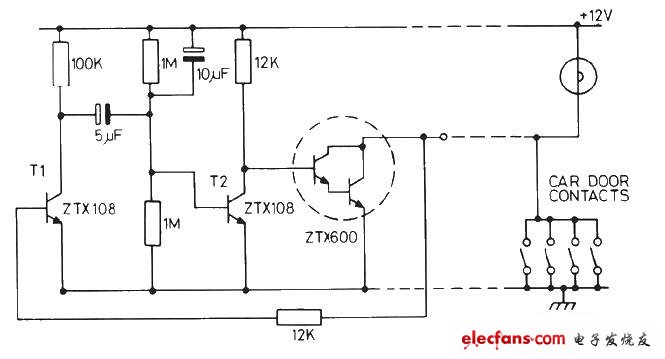 燈延時(shí)開關(guān)電路