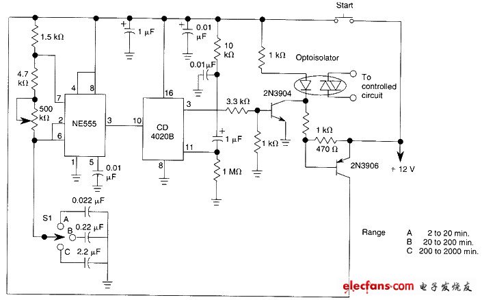 兩千分鐘計(jì)時(shí)器原理圖