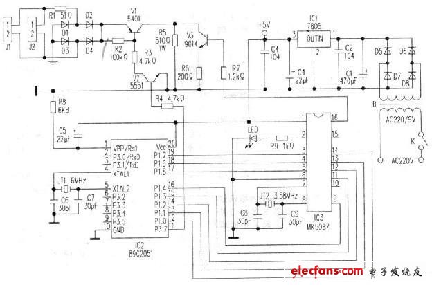 用89C2051單片機(jī)制作的電話回?fù)芷? border=