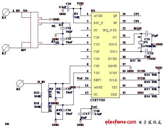 基于CSE7780智能插座的計(jì)量電路
