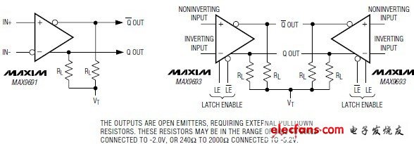 MAX9691,MAX9692,MAX9693超高速、ECL輸出比較器