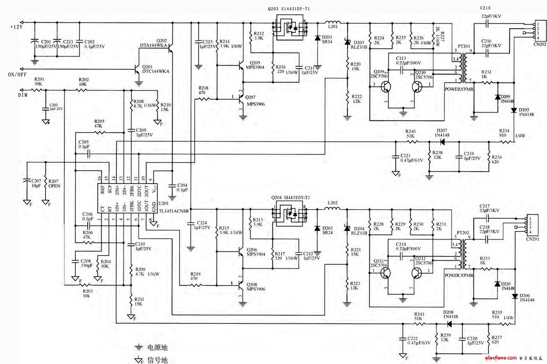 TL1451與Royer驅(qū)動電路構(gòu)成的高壓板電路