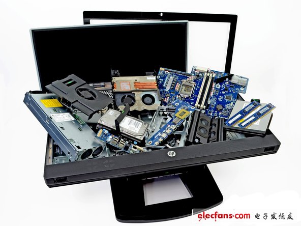 惠普一體式電腦拆解全家福。