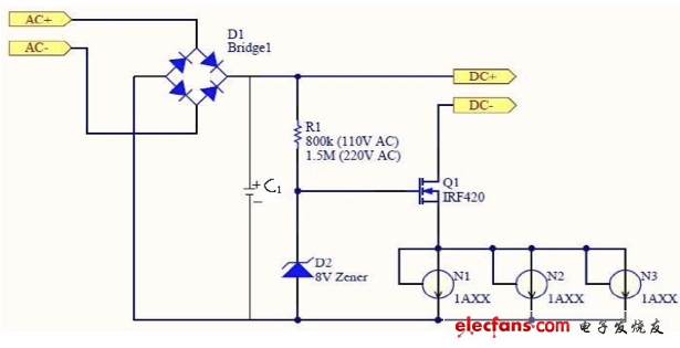 串聯(lián)一個(gè)MOS管來增加恒流二極管的耐壓