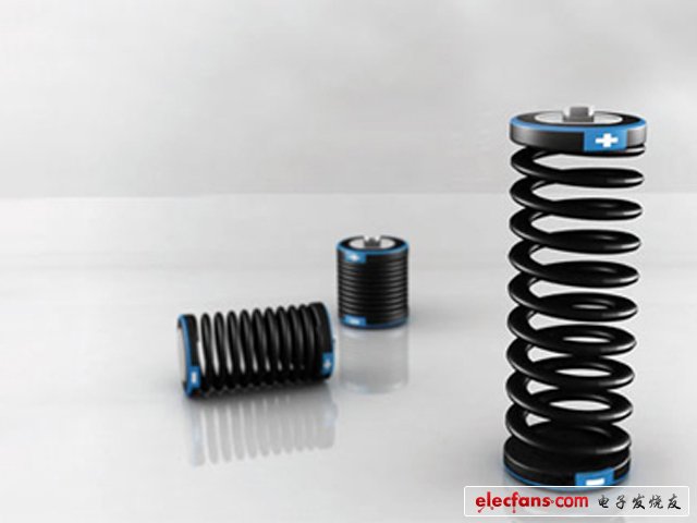 彈簧電池設(shè)計(jì)：這樣的電池肯定讓我們大開(kāi)眼界，它的主體是彈簧，也正是利用它伸縮的特性