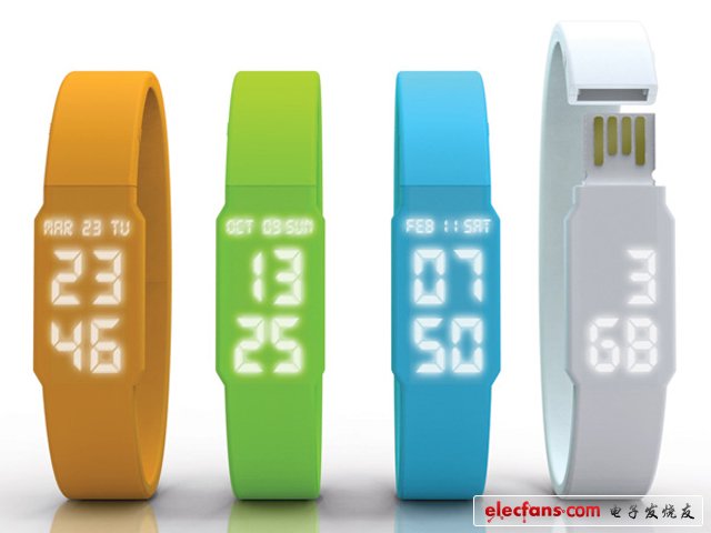 USB存儲卡手表設(shè)計：這是一系列外表看起來非常簡潔的USB手表，連接電腦后，能直接同步時間，10分鐘即可充滿電量