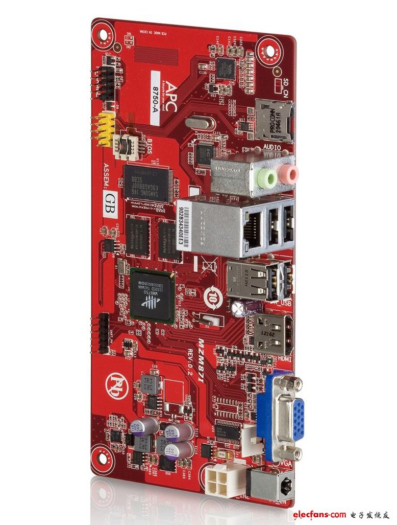 APC在標(biāo)準(zhǔn)Mini-ITX主板一半的尺寸上整合了內(nèi)存、存儲(chǔ)器以及一組消費(fèi)級(jí)I/O