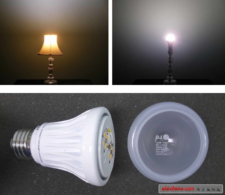 如圖中所示，LG燈泡可以將控制大部分光線向上投射，這是因?yàn)樵跓襞輧?nèi)部LED基板是水平放置的造成的