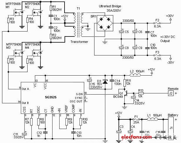 車(chē)載功放電源電路原理圖