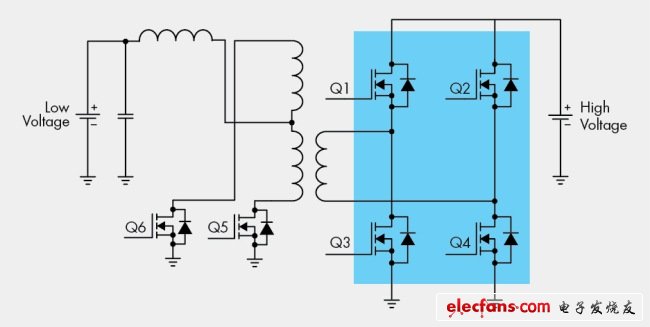 圖6，全橋同步DC/DC轉(zhuǎn)換器。