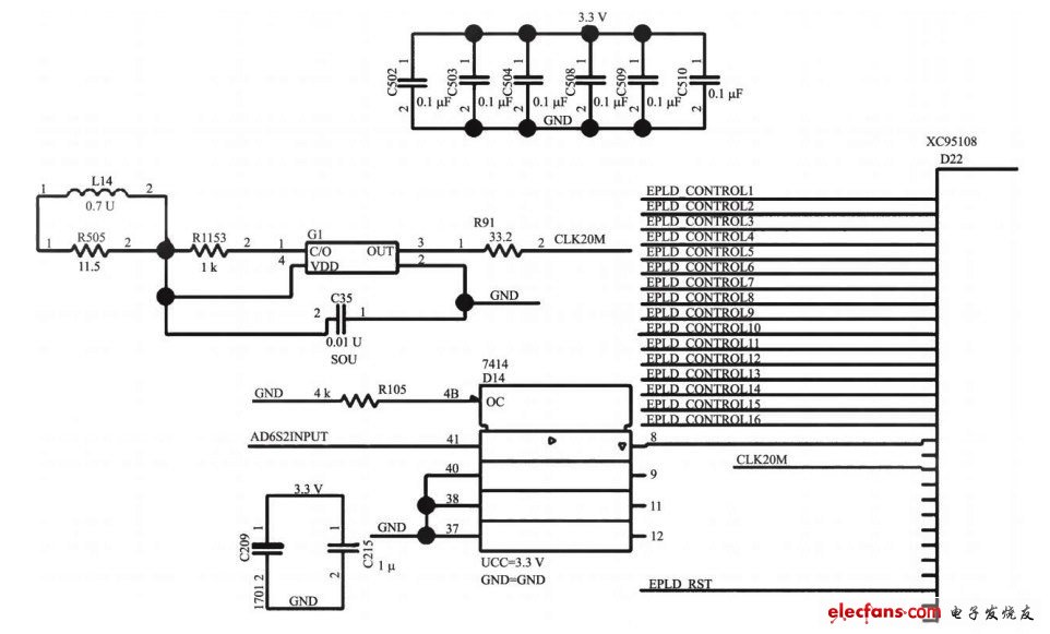 基于CPLD的頻率計(jì)電路原理圖
