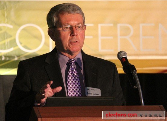 SEMI的總裁和CEO Denis McGuirk，在SEMI 7.9號的記者招待會上發(fā)言，這是McGuirk自2011年8月就任SEMI的CEO以來的首次展會發(fā)言