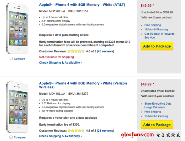 百思買則將iPhone 4降價50美元，僅售49美元。