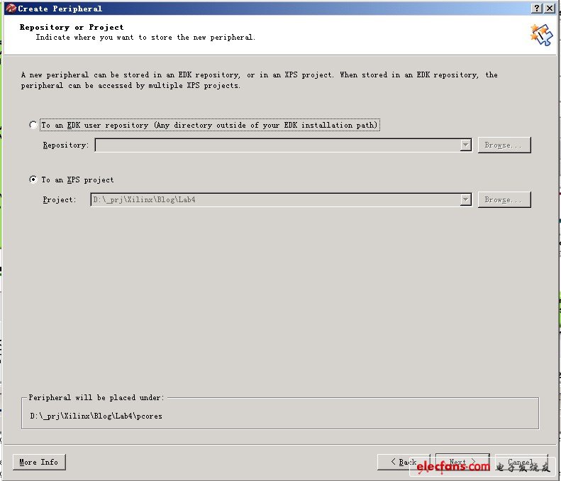 默認是將外設(shè)直接包含到當前XPS工程中