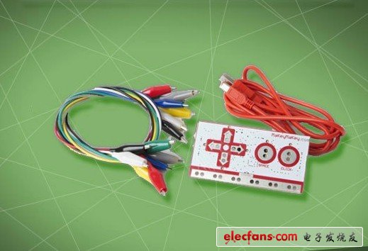 MaKey MaKey工具很簡(jiǎn)單，只包括一塊電路板、一些連接線和一些鱷嘴夾