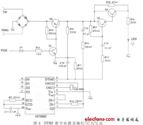 DTMF撥號(hào)電路和摘機(jī)/掛機(jī)電路