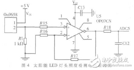 LED燈頭照度檢測(cè)電路如圖4