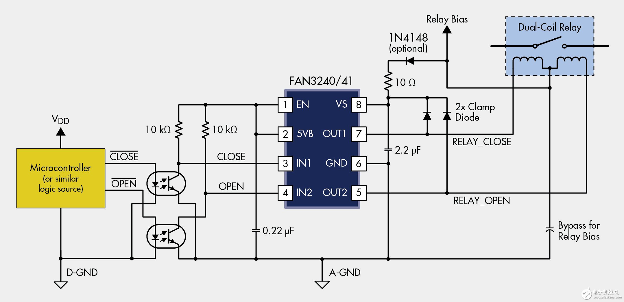圖3：帶有內(nèi)置偏壓電源的繼電器驅(qū)動(dòng)器