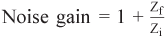 使用圖4a所示的光電二極管放大器模型，噪聲增益為：