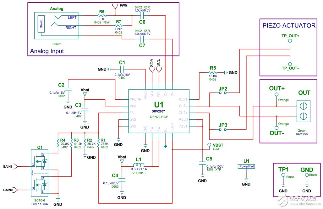 業(yè)界最高集成度的壓電式觸覺驅(qū)動器電路圖