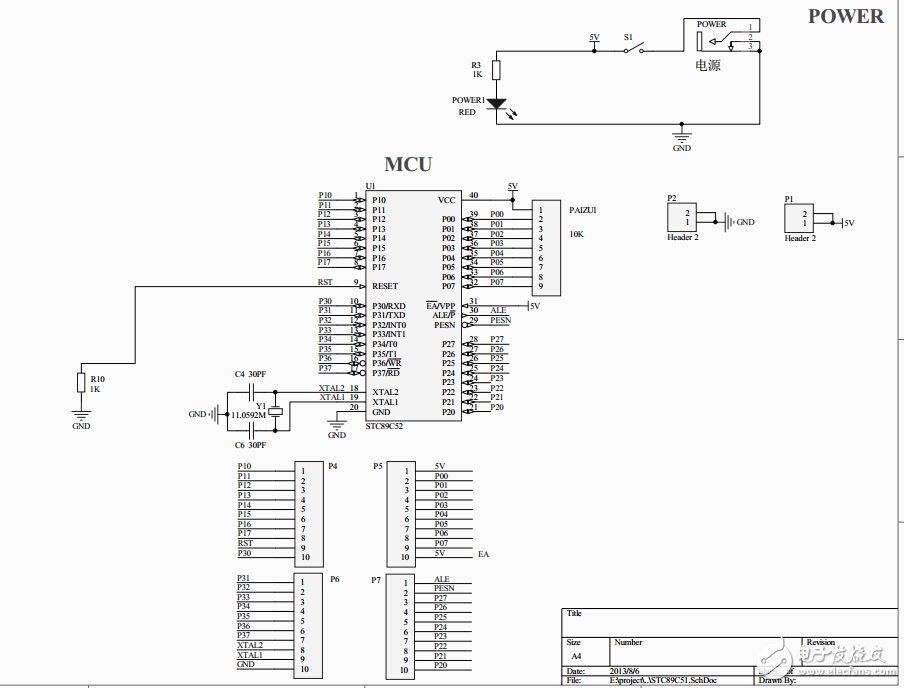 單片機(jī)最小系統(tǒng)原理圖