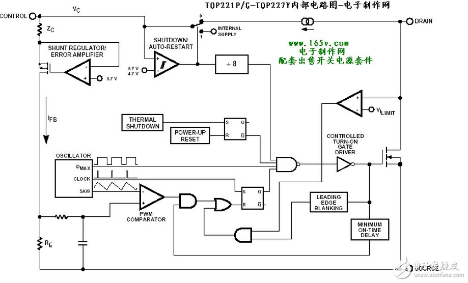 TOP227YN內(nèi)部電路圖。
