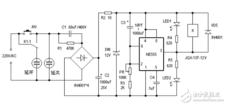 基于NE555開關(guān)電源插座電子設(shè)計圖