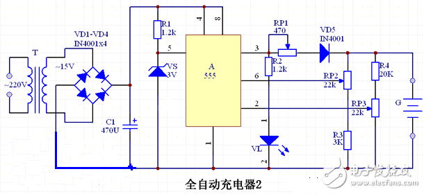 電路圖天天讀(24):采用555時(shí)基全自動(dòng)快速充電電路設(shè)計(jì)