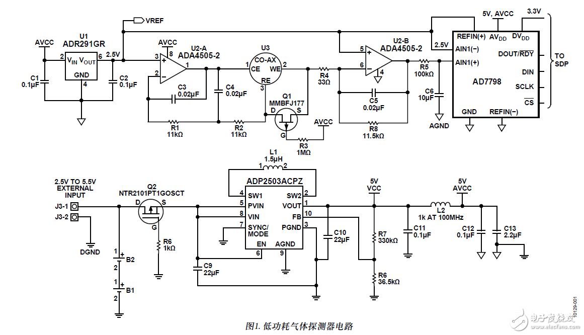 使用電化學(xué)傳感器的單電源、微功耗有毒氣體探測器電路設(shè)計(jì)