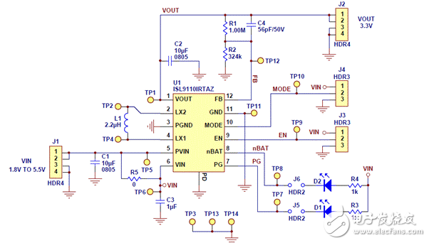 基于ISL911x高度集成升降壓電源電路設計 —電路圖天天讀(53)