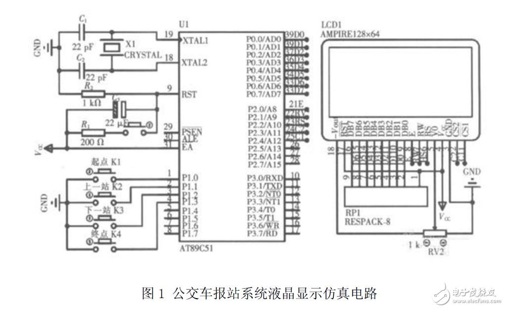 采用AT89C51報站系統(tǒng)液晶顯示硬件電路設(shè)計