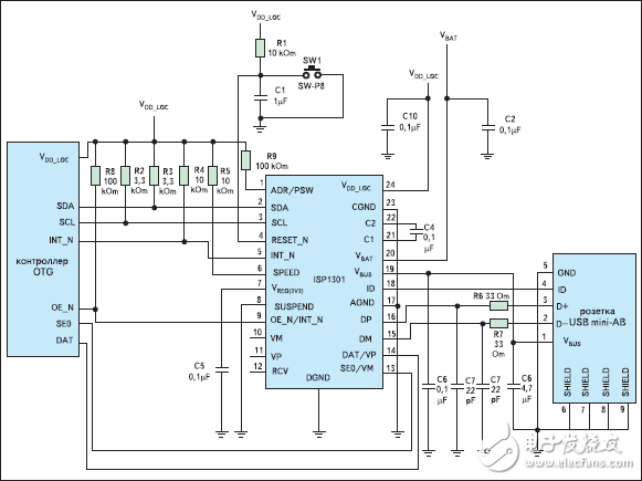 串行總線收發(fā)器ISP1301應(yīng)用電路設(shè)計(jì)