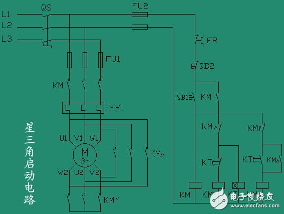 圖：星三角啟動控制線路圖