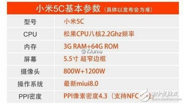 小米5c何時發(fā)布小米5C,錯過雙11將在雙12亮相采用自主松果八核CPU支持NFC
