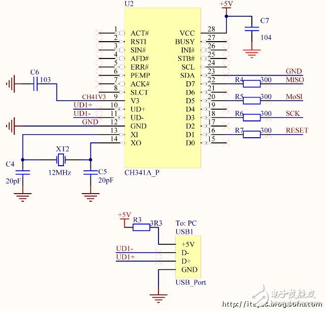學(xué)用單片機(jī)制作機(jī)器人》USB－ISP編程電路方案