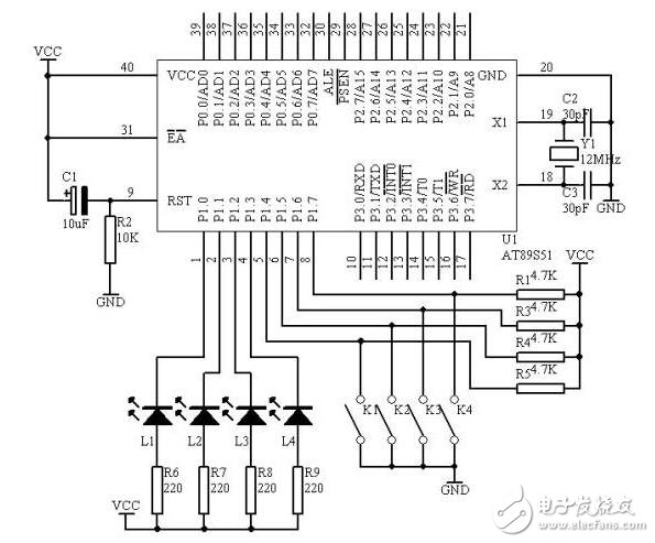 51單片機多路開關狀態(tài)指示