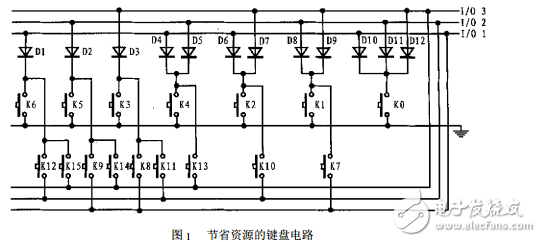 3個(gè)IO口的4×4鍵盤電路